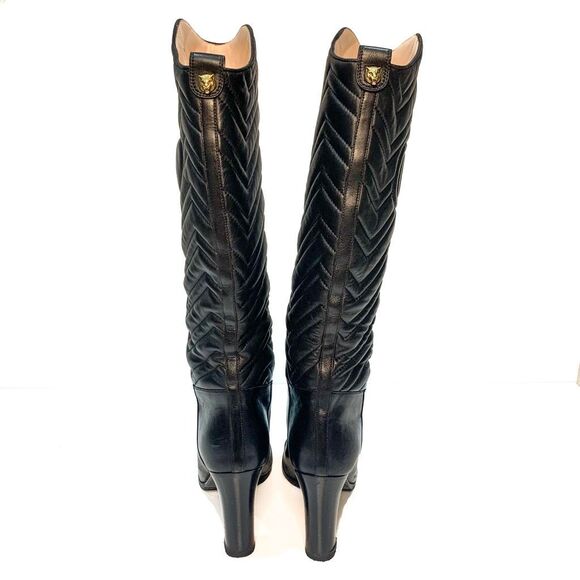 Gucci GG Marmont Monogram Logo Heart Chevron Matelasse High Boots EU 38.5 US 8.5 - Picture 6 of 10